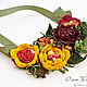 Boho necklace Autumn roses marsala and mustard flowers made of leather. Necklace. flowersstyle (flowersstyle). My Livemaster. Фото №6