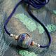 Earth suede cord necklace with lampwork colored glass ball, Pendant, Moscow,  Фото №1