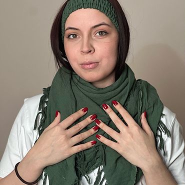 Аксессуары ручной работы. Ярмарка Мастеров - ручная работа Платок льняной и повязка на голову. Handmade.