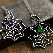 Украшения handmade. Livemaster - original item Pendant Pendant Silver Spider Web. Halloween Decorations. Handmade.