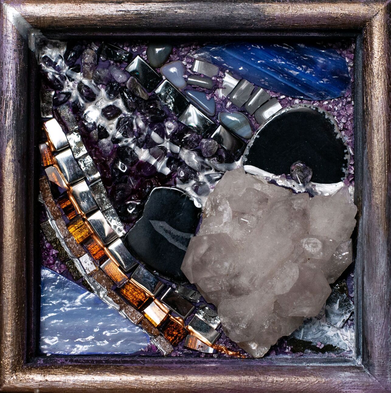 Мозаика с камнями миниатюра картина абстракция Ночной цветок купить в ...