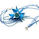 Ожерелье "Голубые цветы" из коконов шелкопряда, Колье, Самара,  Фото №1