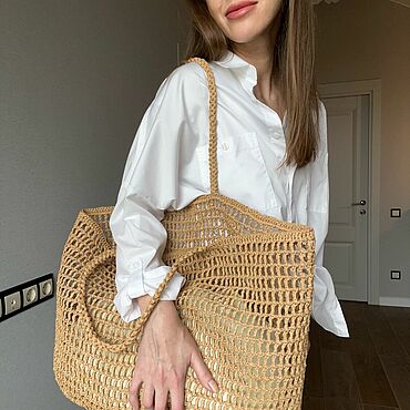 Сумки ручной работы. Ярмарка Мастеров - ручная работа Сумка сетка из рафии. Handmade.