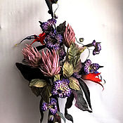 Свадебный гребень с орхидеями. Цветы из ткани. Цветы из шелка