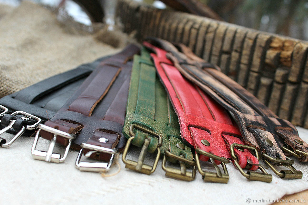 Wide leather bracelet, 'Atilla', Bead bracelet, Tambov,  Фото №1