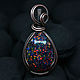 Black squirt. Pendant with laboratory opals in copper, Pendants, Kamensk-Uralsky,  Фото №1
