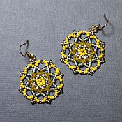 Украшения handmade. Livemaster - original item Round yellow-gray earrings. Handmade.