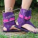 Sandals high purple with pink suede. Sandals. Katorina Rukodelnica HandMadeButik. My Livemaster. Фото №4