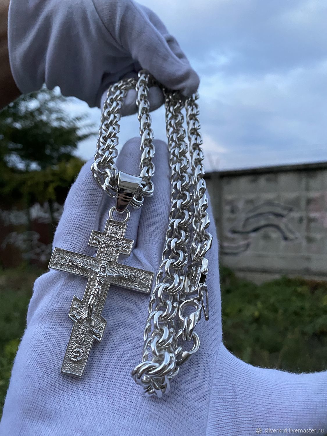 Крестик и цепочка из серебра для женщин