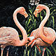 Oil painting Pair of pink flamingos 100h130 cm, Pictures, Moscow,  Фото №1