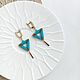 Earrings Classic Triangles Turquoise Gold buy, Earrings, Novocheboksarsk,  Фото №1