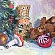 Oil painting 'Christmas toys', Pictures, Moscow,  Фото №1