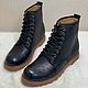 High-top boots, ostrich leather, dark blue!, Boots, St. Petersburg,  Фото №1