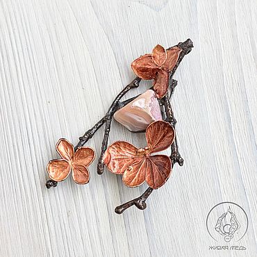 Для дома и интерьера ручной работы. Ярмарка Мастеров - ручная работа Брошь-булавка или кулон с агатом Сакура, гальваника. Handmade.
