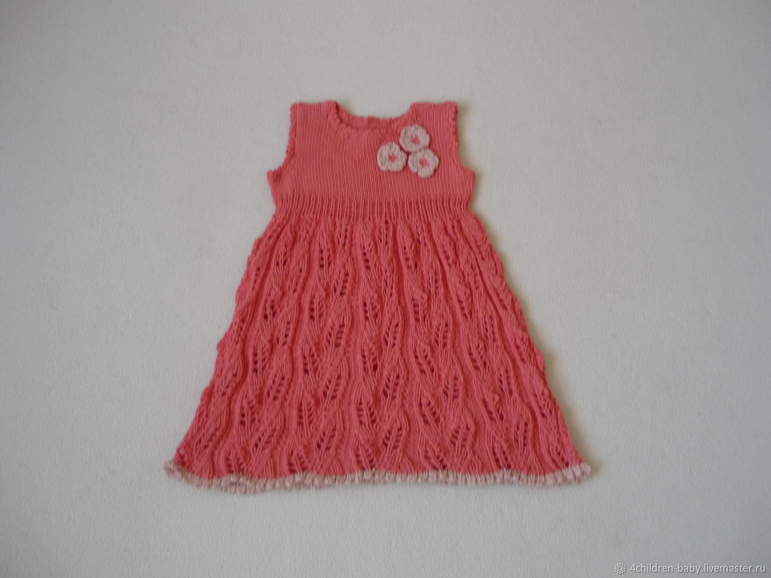 Summer knitted dress in coral color, Childrens Dress, Moscow,  Фото №1