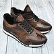 Sneakers made of ostrich calf leather, in dark brown color, Sneakers, St. Petersburg,  Фото №1