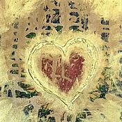 Картины и панно handmade. Livemaster - original item Painting golden heart on acrylic fill 