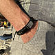 Bracelet with Muonionalusta Leather Men's Bracelet Meteorite Agate Pyrite. Hard bracelet. malajemma. My Livemaster. Фото №6