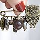 Owl Pin Brooch with agate botswana, Brooches, Moscow,  Фото №1