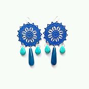 Украшения handmade. Livemaster - original item Openwork earrings made of agate and turquoise. Handmade.