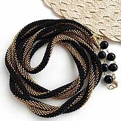 Украшения handmade. Livemaster - original item Lariat Bead Harness Black Gold. Handmade.