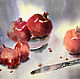 Painting watercolor. still life with pomegranates, Pictures, Moscow,  Фото №1