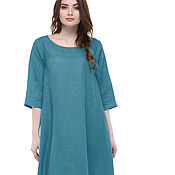 Одежда handmade. Livemaster - original item Dark turquoise linen dress in boho style. Handmade.
