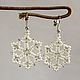 White earrings-snowflake bead. Earrings. Beaded jewelry by Marina Ikkes. Online shopping on My Livemaster.  Фото №2