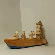 Куклы и игрушки handmade. Livemaster - original item Wooden game set Lifeguard Grandfather Mazai and hares. Handmade.