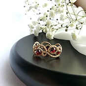 Украшения handmade. Livemaster - original item Natural Garnet Ring, frivolite lace ring. Handmade.