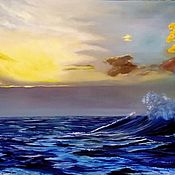 Картины и панно handmade. Livemaster - original item Oil painting Sea Painting Wave at Sunset. Handmade.