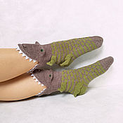 Аксессуары handmade. Livemaster - original item Dragon Biting Socks Original Gift Wool Socks. Handmade.
