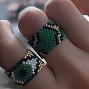 Украшения handmade. Livemaster - original item Snake Print Ring. A ring made of beads 