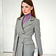 Coat jacket wool Gray striped, short demi coat. Coats. mozaika-rus. My Livemaster. Фото №4