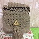 Knitted handbag with tassels-jute, Classic Bag, Kaluga,  Фото №1