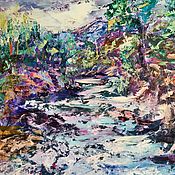 Картины и панно handmade. Livemaster - original item Oil painting mountain river 