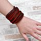 Brown Leather Braided Bracelet, Wide Leather Bangle. Braided bracelet. Made In Rainbow. My Livemaster. Фото №4