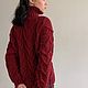Women's high neck sweater made of pure maroon merino. Sweaters. Kardigan sviter - женский вязаный свитер кардиган оверсайз. My Livemaster. Фото №4