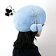 Soft blue beret from the fur of the European mink. Art.IA-12. Berets. Mishan (mishan). My Livemaster. Фото №5