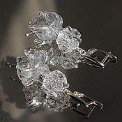 Украшения handmade. Livemaster - original item Long earrings flowers Transparent Fuchsia. Silver lampwork glass. Handmade.