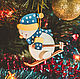 Ёлочная игрушка Снеговик на лыжах в колпаке 650-3, Снеговики, Москва,  Фото №1