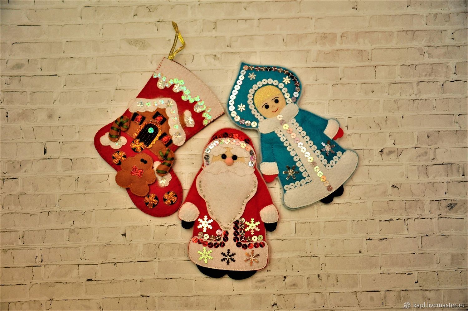 Большая ёлка из фетра на стену с комплектом игрушек купить в интернет ...