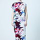 Jersey dress white blue and maroon with flowers MIDI. Dresses. Voielle. My Livemaster. Фото №5