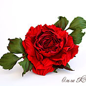 Украшения handmade. Livemaster - original item Red brooch flower rose leather Magdalene flowers leather. Handmade.