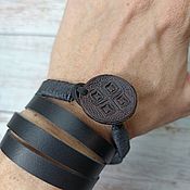 Украшения handmade. Livemaster - original item Leather winding bracelet with Makosh amulet. Handmade.