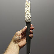 Ритуальный нож Дракон викинг (рог лося,монеты). ш3у