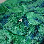 Аксессуары handmade. Livemaster - original item Silk scarf green batik light emerald with blue gift for a woman. Handmade.