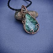 Украшения handmade. Livemaster - original item Copper pendant with serafinite clinochlor wire wrap. Handmade.
