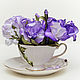 Flower composition "Iris and freesia" in a white cup. Composition. jema_flowers (Svetik7tsvetik). Online shopping on My Livemaster.  Фото №2