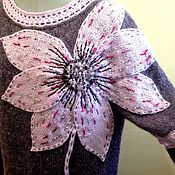 Одежда handmade. Livemaster - original item Dress knitted warm from mohair lilac with a flower. Handmade.